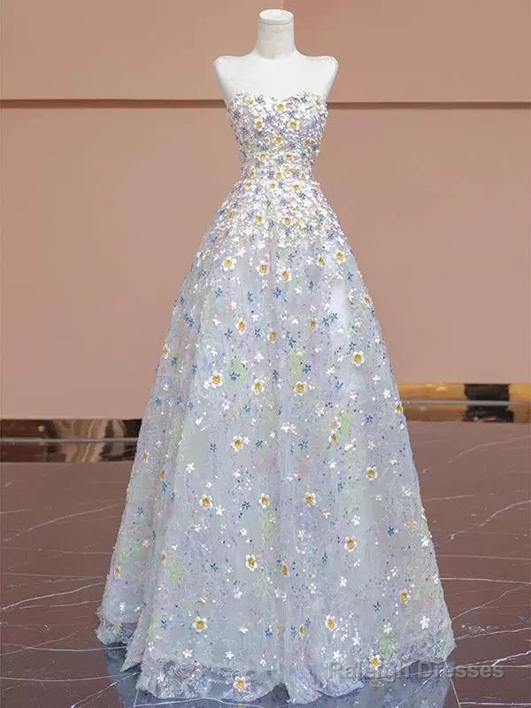 Gorgeous Balll Gown Sweetheart Floral Tulle Long Evening Dress Prom Dresses Main image