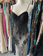 Gorgeous Black And Gray Gradient Beaded Chiffon Long Formal Prom Dress
