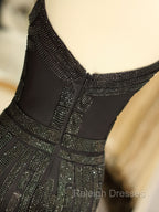 Gorgeous Black Prom Dresses Mermaid Luxury Heavy Beaded Straps Long Formal Prom Dress