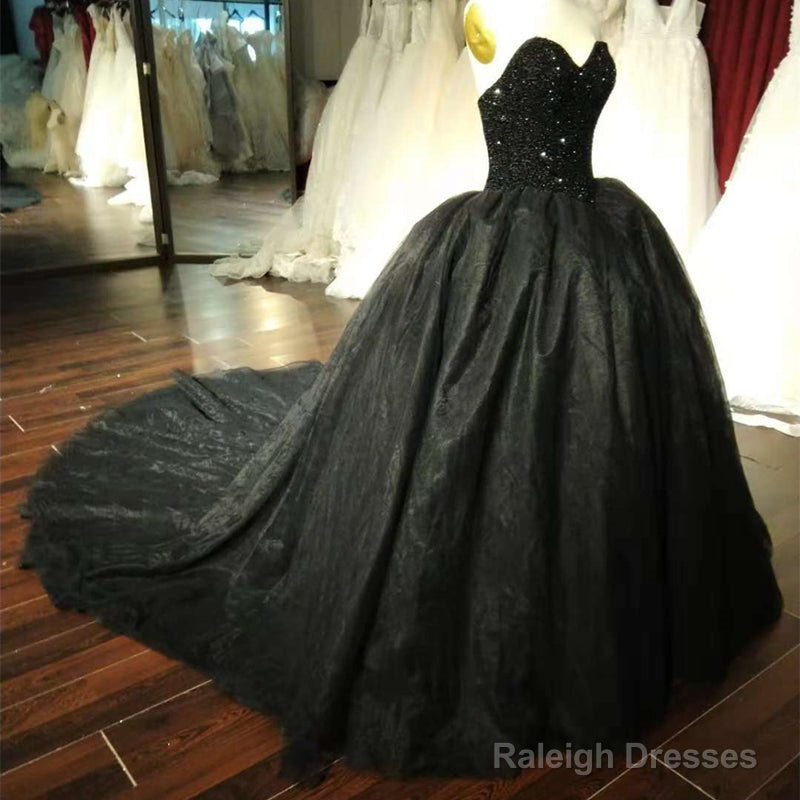 Gorgeous Black Sweetheart Crystal Ball Gown Sweet 16 Dress, Black Party Gown Secondary image