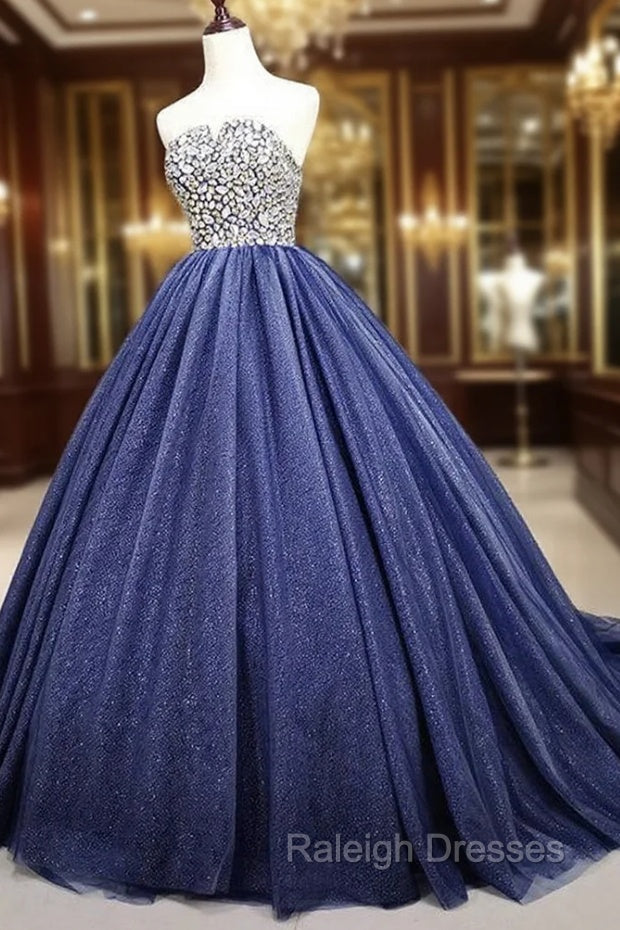 Gorgeous Blue Ball Gown Sweet 16 Party Dress, Blue Handmade Formal Gown