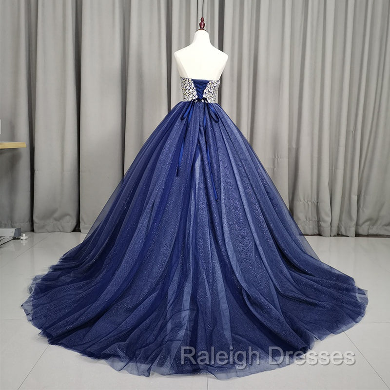 Gorgeous Blue Ball Gown Sweet 16 Party Dress, Blue Handmade Formal Gown