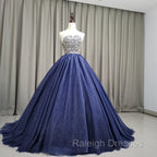 Gorgeous Blue Ball Gown Sweet 16 Party Dress, Blue Handmade Formal Gown
