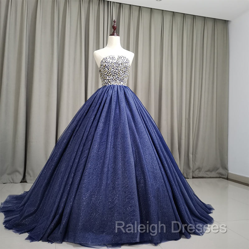 Gorgeous Blue Ball Gown Sweet 16 Party Dress, Blue Handmade Formal Gown