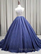 Gorgeous Blue Ball Gown Sweet 16 Party Dress, Blue Handmade Formal Gown