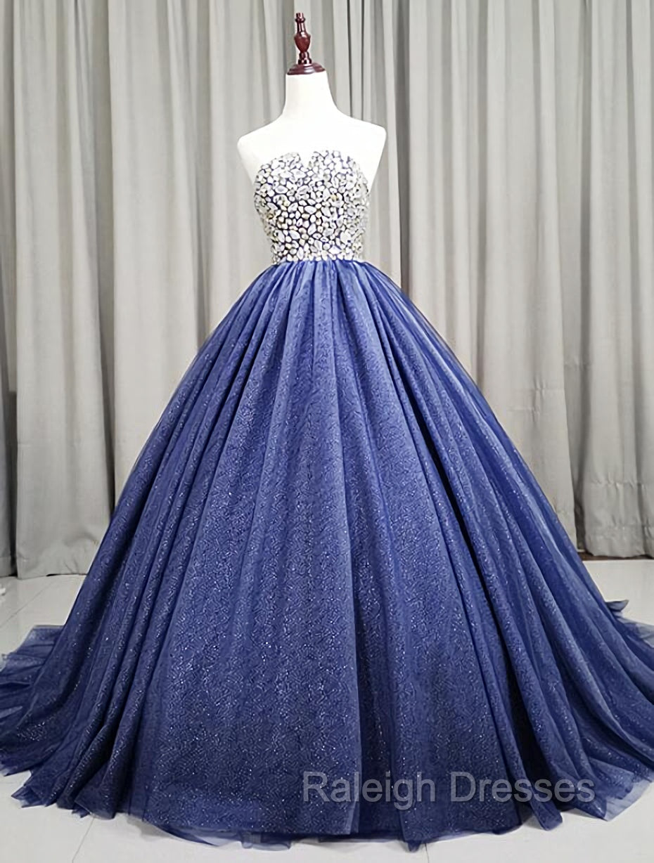 Gorgeous Blue Ball Gown Sweet 16 Party Dress, Blue Handmade Formal Gown