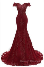 Gorgeous Burgundy Prom Party Gowns| Mermaid Lace Evening Gowns