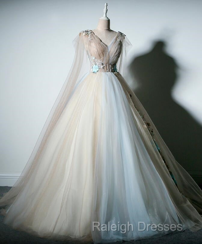 Gorgeous Champagne Tulle V-Neckline Sweet 16 Dress, Quinceanera Dress Secondary image