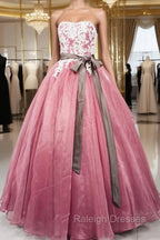 Gorgeous Dark Pink Organza with Lace Formal Gown, Quinceanera Dress