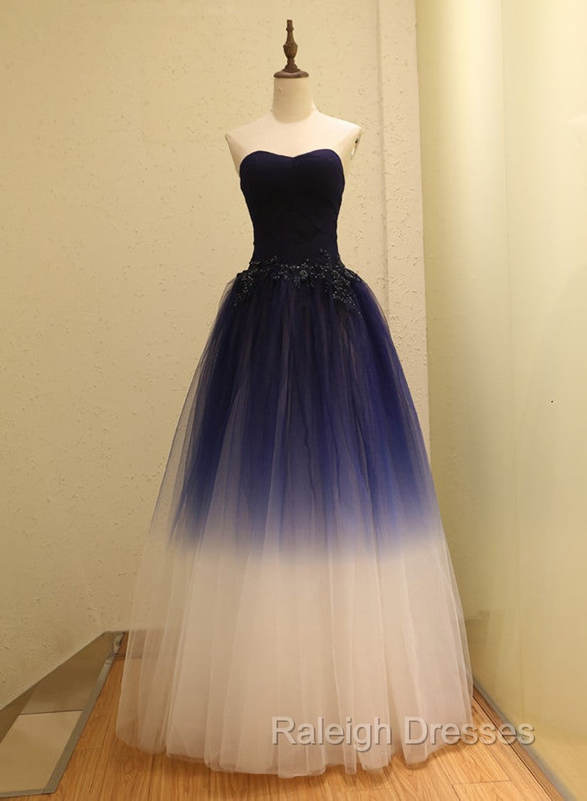 Gorgeous Gradient Tulle Ball Gown Evening Dress, Tulle Party Dress with Applique Main image