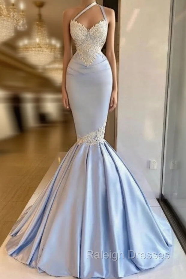 Gorgeous Halter Mermaid Prom Dress Long With Lace Appliques Main image