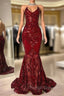 Gorgeous Halter V-Neck Sleeveless Mermaid Prom Dresses Sequins Long