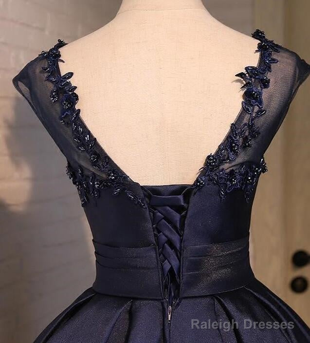 Gorgeous High Low Satin Homecoming Dress, Round Neckline Lace-Up Dress Secondary image