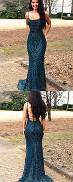 Gorgeous Square Neck Beading Mermaid Prom Dresses