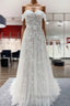 Gorgeous Long A Line Off-the-shoulder Tulle Appliques Lace Wedding Dresses