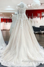 Gorgeous Long A Line Off-the-shoulder Tulle Lace Ruffles Wedding Dresses