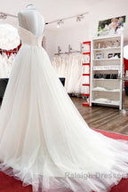 Gorgeous Long A Line Sweetheart Spaghetti Straps Tulle Lace Wedding Dress