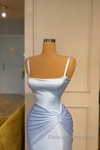 Gorgeous Long Blue Mermaid Graduation Dress Fabulous Straps Prom Dress