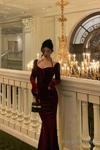 Gorgeous Mermaid Halter Burgundy Date Night Dresses Prom Dress Birthday Outfits