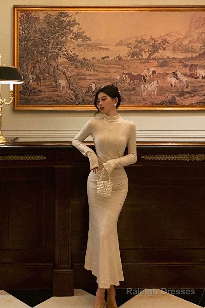 Gorgeous Mermaid High Neckline Ivory Date Night Dress Prom Dresses Birthday Outfits