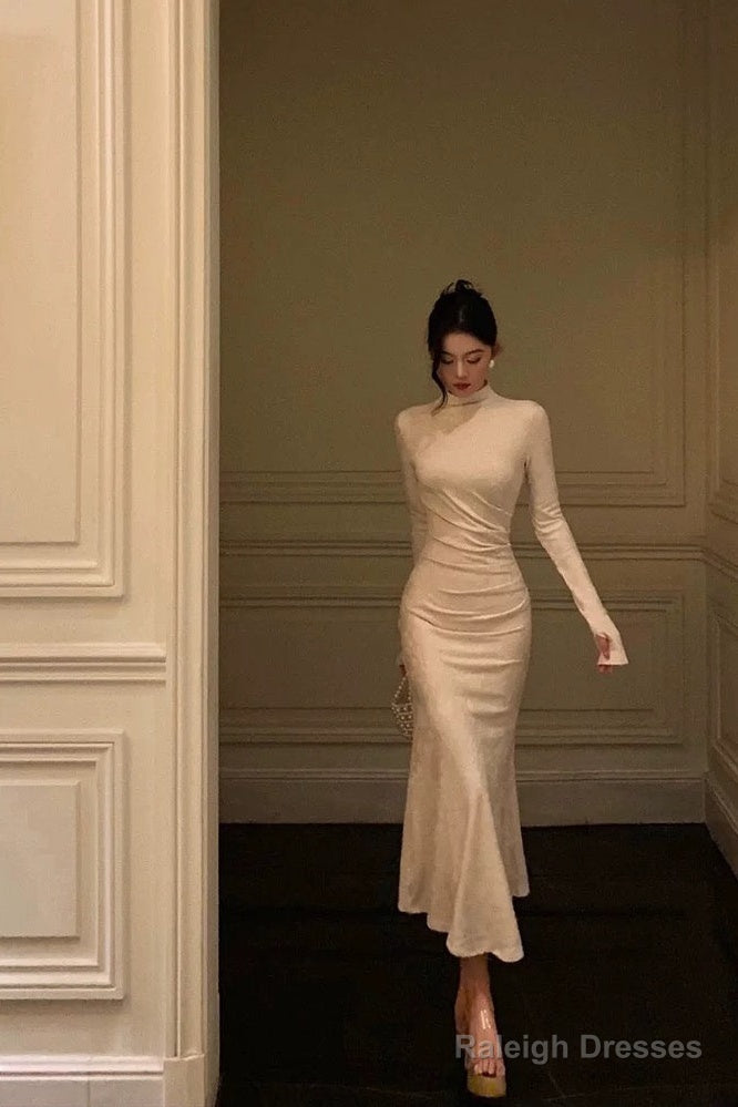 Gorgeous Mermaid High Neckline Ivory Date Night Dress Prom Dresses Birthday Outfits Main image