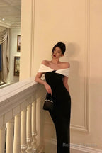 Gorgeous Mermaid Off The Shoulder Black Date Night Dresses Prom Dress Birthday Outfits