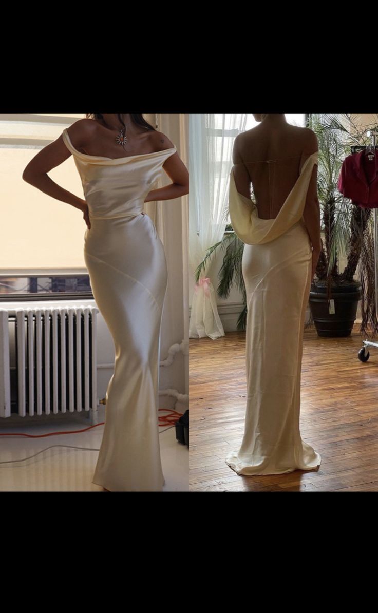 Gorgeous Mermaid Off The Shoulder Floor-Length Satin Prom Dresses Prom Dress Main image
