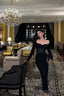 Gorgeous Mermaid Off The Shoulder Long Sleeves Date Night Dresses Black Prom Dress Birthday Outfits