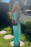 Gorgeous Mermaid Satin V-neck Off Shoulder Formal Prom Dress Long Prom Dress