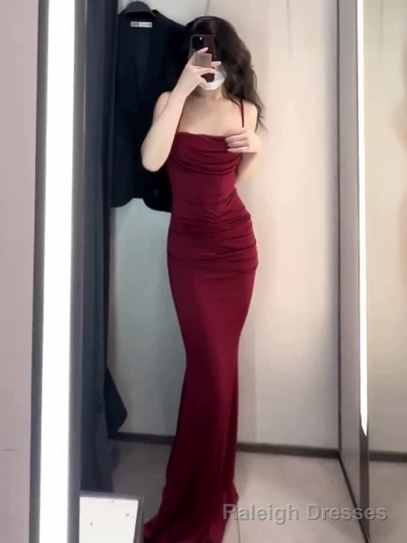 Gorgeous Mermaid Spaghetti Straps Burgundy Prom Dress Birthday Outfits Secondary image