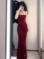 Gorgeous Mermaid Spaghetti Straps Burgundy Prom Dress Birthday Outfits