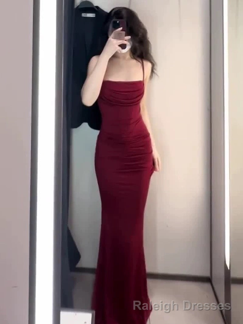Gorgeous Mermaid Spaghetti Straps Burgundy Prom Dress Birthday Outfits