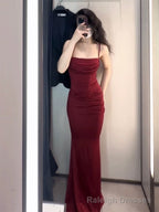 Gorgeous Mermaid Spaghetti Straps Burgundy Prom Dress Birthday Outfits