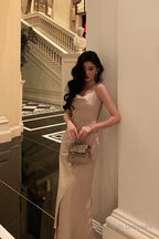Gorgeous Mermaid Spaghetti Straps Champagne Slit Date Night Dress Prom Dresses Birthday Outfits