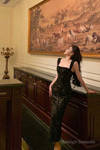 Gorgeous Mermaid Spaghetti Straps Date Night Dresses Black Lace Prom Dress Birthday Outfits