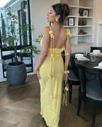 Gorgeous Mermaid Spaghetti Straps Floor Length Floral Yellow Prom Dresses Prom Dress