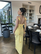 Gorgeous Mermaid Spaghetti Straps Floor Length Floral Yellow Prom Dresses Prom Dress