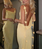 Gorgeous Mermaid Spaghetti Straps Floor Length Floral Yellow Prom Dresses Prom Dress