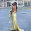 Gorgeous Mermaid Spaghetti Straps Floor Length Yellow Prom Dresses Backless Prom Dress