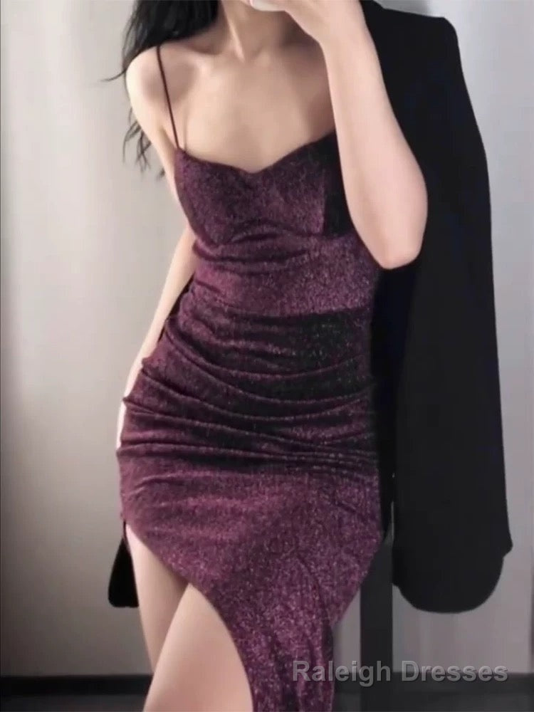 Gorgeous Mermaid Spaghetti Straps Grape Sequin Evening Dress Prom Dresses Birthday Outfits Secondary image