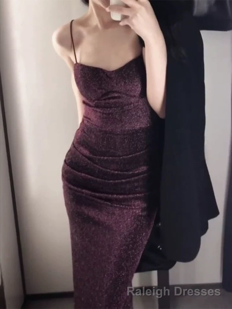 Gorgeous Mermaid Spaghetti Straps Grape Sequin Prom Dress Birthday Outfits