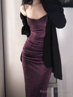 Gorgeous Mermaid Spaghetti Straps Grape Sequin Evening Dress Prom Dresses Birthday Outfits