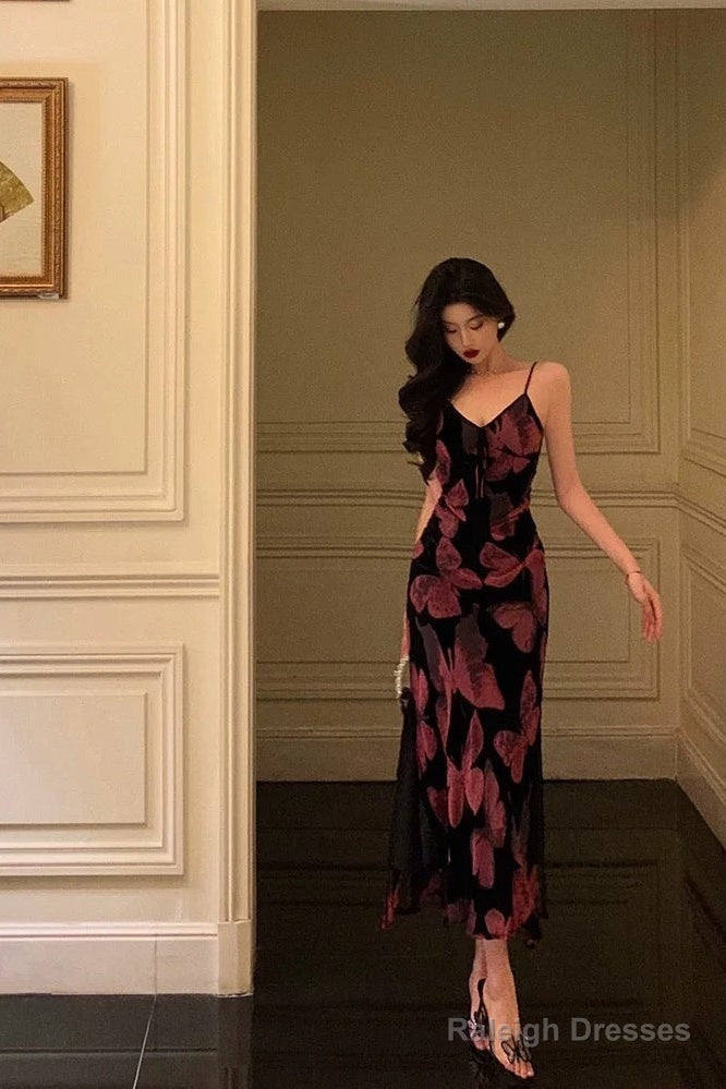 Gorgeous Mermaid Spaghetti Straps Pink Black Date Night Dress Prom Dresses Birthday Outfits Main image