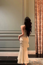 Gorgeous Mermaid Spaghetti Straps White Floral Date Night Dresses Prom Dress Long Birthday Outfits