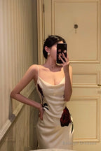 Gorgeous Mermaid Spaghetti Straps White Floral Date Night Dresses Prom Dress Birthday Outfit