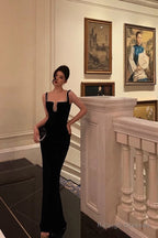 Gorgeous Mermaid Square Neckline Black Date Night Dresses Prom Dress Long Birthday Outfits