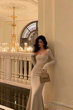 Gorgeous Mermaid Square Neckline Ivory Date Night Dresses Prom Dress Long Birthday Outfits