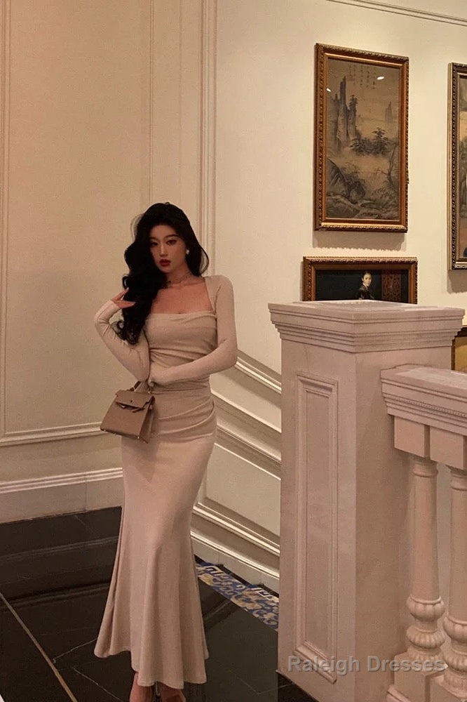 Gorgeous Mermaid Square Neckline Ivory Date Night Dresses Prom Dress Long Birthday Outfits