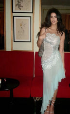 Gorgeous Mermaid Strapless Chiffon Blue Prom Dress Prom Dresses