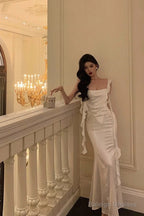 Gorgeous Mermaid Straps White Date Night Dress Lace Prom Dresses Birthday Outfits